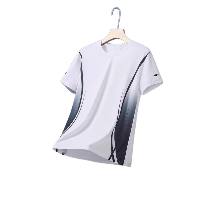 Tシャツ メンズ 接触冷感 ひんやり クール ストレッチ 涼感 半袖 トップス カットソー 薄手 スリムフィット 無地 ポリエステル 日常 普段使い 白 黒 紺 グレー