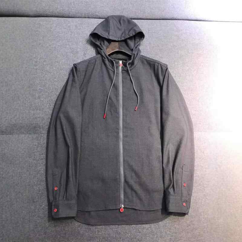 ジャケット メンズ 男性用 ウール混紡 フード付き アウター 秋冬 防水 防風 グレー カーキ 立体ポケット(x2)