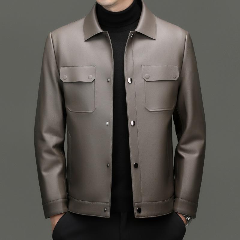 ジャケット 男性用 PUレザー ブルゾン 秋冬 アウター 襟付き 取り外し可能 鹅绒インナー ビジネス カジュアル ブラック カーキ