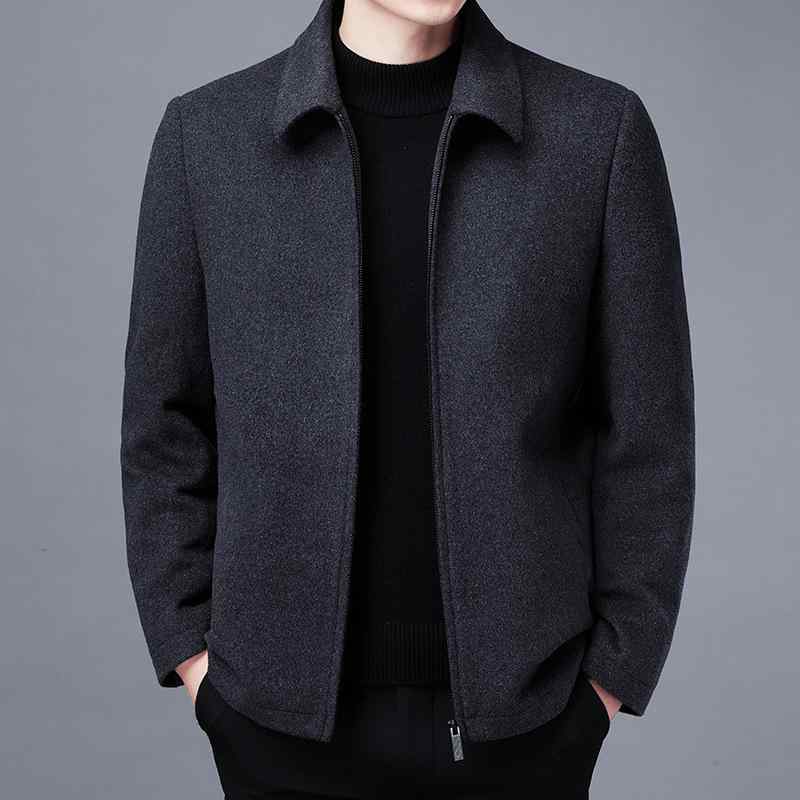 ジャケット メンズ 男性用 ウール 毛織 秋冬 ミドル丈 リブ裾 宽松 あったか 厚手 普段使い デイリー 1..