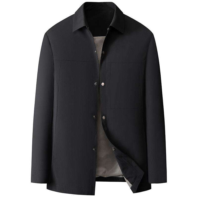 ジャケット 男性用 大きいサイズ 紳士服 ビジネス カジュアル 無地 翻襟 長袖 ミドル丈 ブラック・商品カテゴリ: ジャケット・スタイル: ベーシック・対象年齢層: 成人・対象: メンズ・フィット: ルーズ・襟の形: 襟付き・前立て: シ...