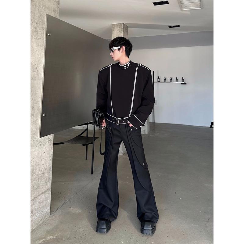 ジャケット メンズ 春秋物 ライトアウター コーデュロイ 無地 スタンドカラー 黒 白