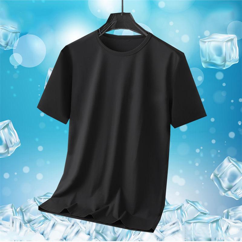 Rakuten - Tシャツ メンズ 男性用 薄手 無地 丸首 トップス 大きいサイズ 吸湿速乾 接触冷感 インナー 白 黒 グレー ポリエステル