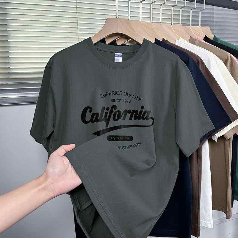Tシャツ メンズ コットン トップス 半袖 プリント クルーネック カットソー 薄手 ブラック ホワイト グレー ネイビー ピンク ベージュ ブラウン グリーン S M L XL 2XL 3XL 4XL 5XL