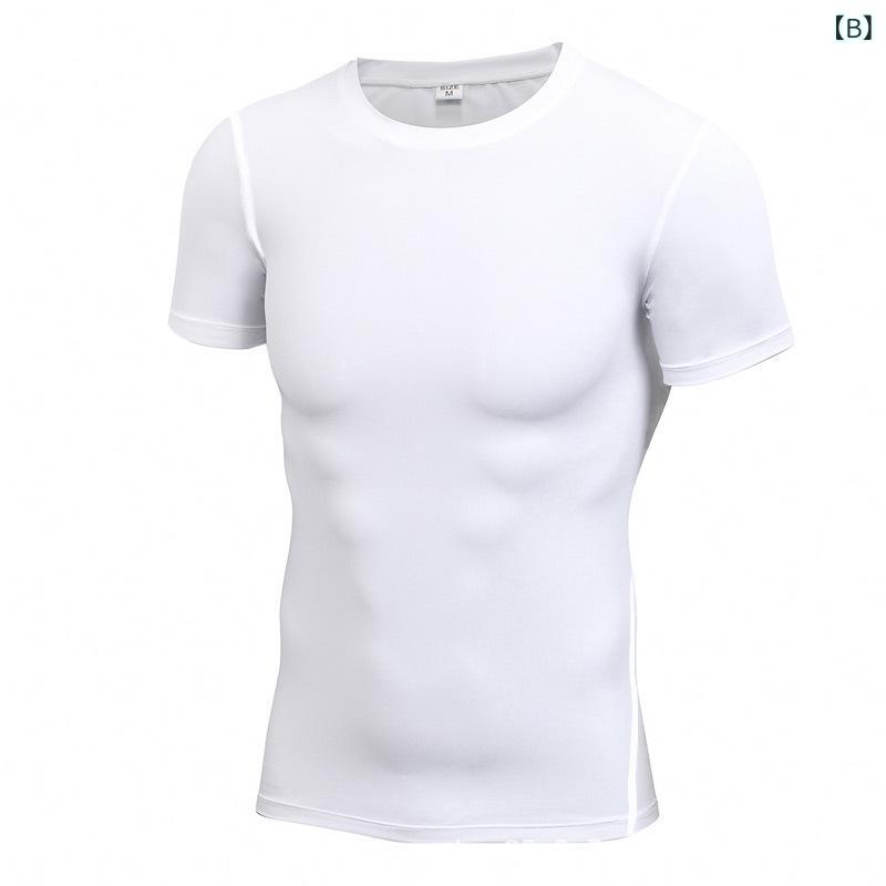 Tシャツ 男性用 ランニング トレーニングウェア スポーツウェア インナーシャツ 接触冷感 吸湿速乾 ポリエステル ブラック ホワイト