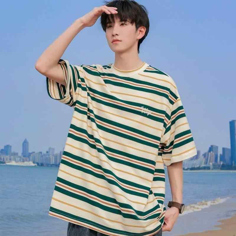 Tシャツ メンズ 黒 白 ボーダー柄 半袖 大きいサイズ ゆったり 100kg対応 ポリエステル トップス カットソー アメカジ ストリート