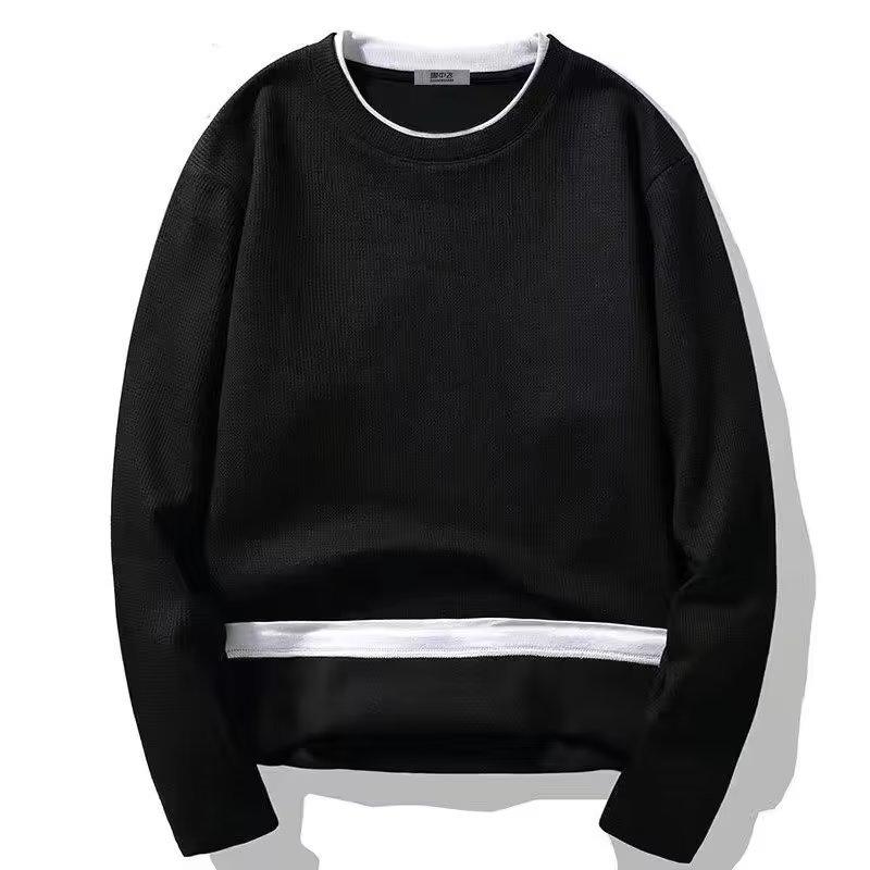 Tシャツ メンズ 長袖 秋冬 裏起毛 ワッフル オーバーサイズ ドロップショルダー フェイクレイヤード 無地 トップス 部屋着 普段使い 黒 グレー 白 青