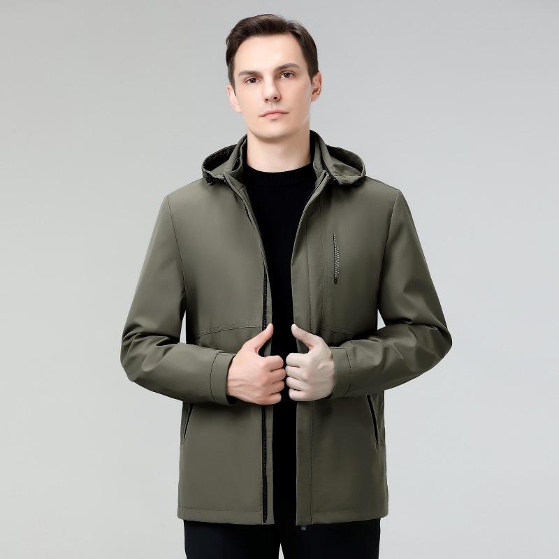 ジャケット メンズ 男性用 春秋 桑蚕糸 長袖 ブルゾン ジャンパー カジュアル ビジネス 40代 50代 60代 黒 ブラック カーキ