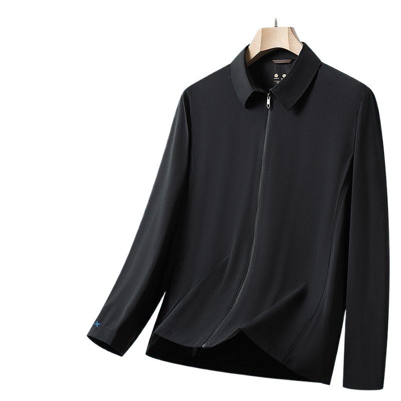 ジャケット 男性用 接触冷感 UPF40+ 紫外線対策 襟付き 薄手 速乾 グレー 緑 紺色 黒 大きいサイズ ビジネス カジュアル 夏ジャケット