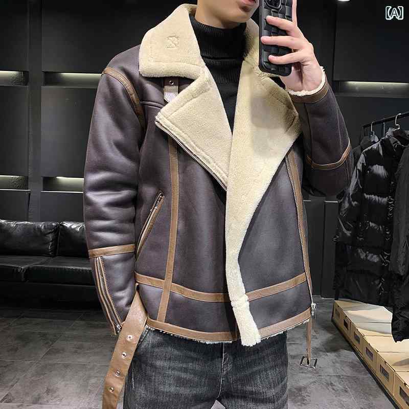 レザージャケット 男性用 裏起毛 PUレザー 秋冬 ライダースジャケット ブルゾン ジ...