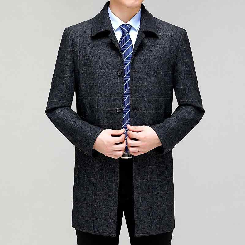 メンズ ウール ジャケット 紳士 襟付き アウター 格子柄 春秋 防風 吸湿