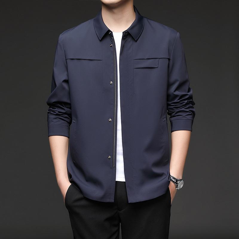 ジャケット メンズ 紳士服 春秋 アウター 韓国 無地 シンプル スタンダード レギュラーカラー 長袖 グ..