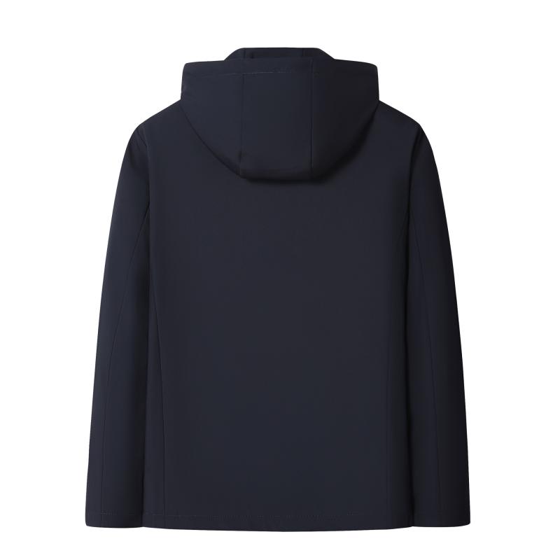 ジャケット メンズ 男性用 ミドルエイジ カジュアル ビジネス ウェア 取り外し可能 フード付き ポリエステル 耐摩耗性 無地 春秋 ブラック 黒 ネイビー 紺(x2)