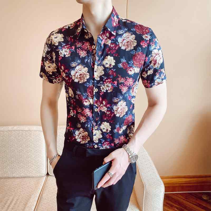 シャツ メンズ 男性用 半袖 アロハシャツ 花柄 コットン混紡 開襟シャツ スリムフィット カジュアル 韓国 春夏 リゾート 2号色 3号色 7号色 4号色 5号色 8号色・カテゴリ: シャツ