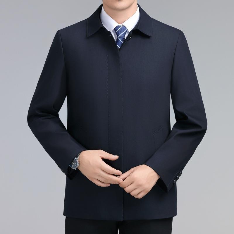 ジャケット 男性用 桑蚕糸 ブルゾン 裏起毛 暖かい シニア 冬 アウター ゆったり 普段使い 防風 黒 紺