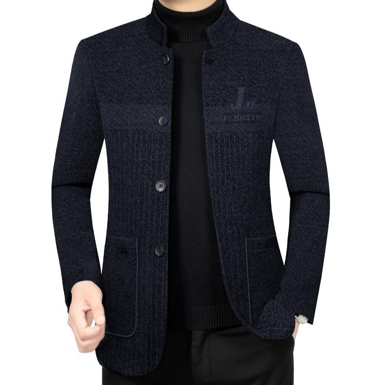 ジャケット メンズ ウール ビジネス 立襟 防風 伸縮性 アウター 紳士服 赤 紺