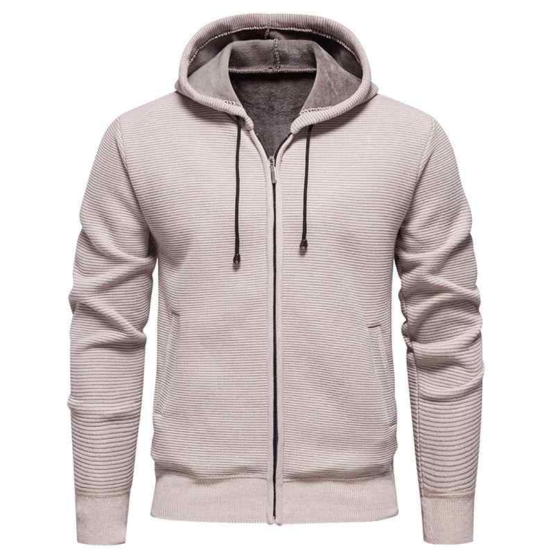 ニット メンズ ニットカーディガン 裏起毛 厚手 フード付き 無地 ジップアップ 長袖 アウター 秋冬 防..