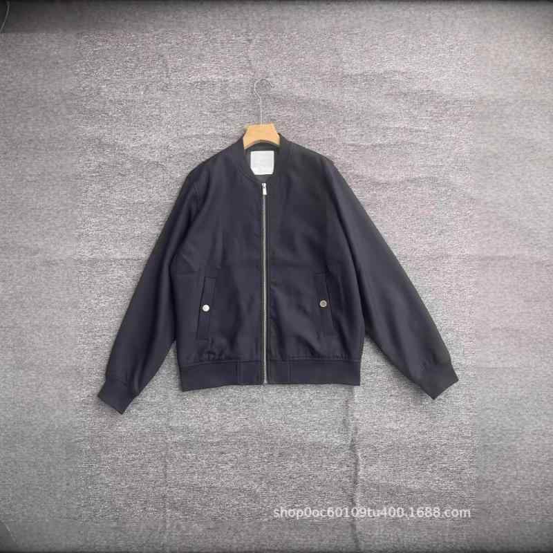 ジャケット メンズ 男性用 羊毛 スタンドカラー ブルゾン ジャンパー アウター 秋冬 通勤 普段使い ダークブルー