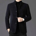 ウール ジャケット メンズ 男性用 ウールコート ミドル丈 立襟 厚手 冬物 アウター 紳士服 ビジネス カジュアル ブラック 防寒 保温