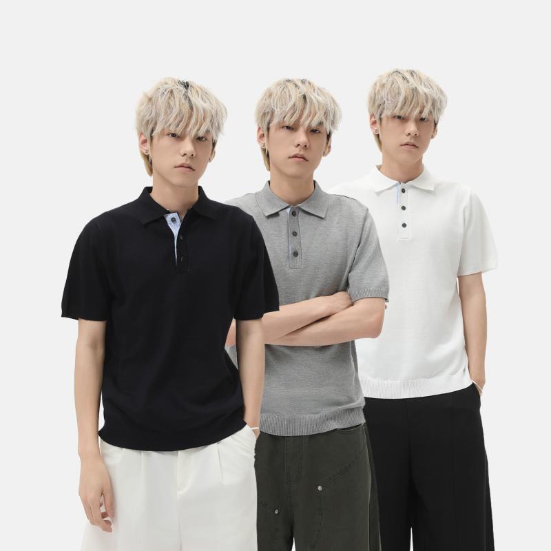 ポロシャツ メンズ 無地 ニット 襟付き 半袖 Tシャツ カットソー プルオーバー 接触冷感 涼しい ビジネスカジュアル トップス 普段使い 部屋着