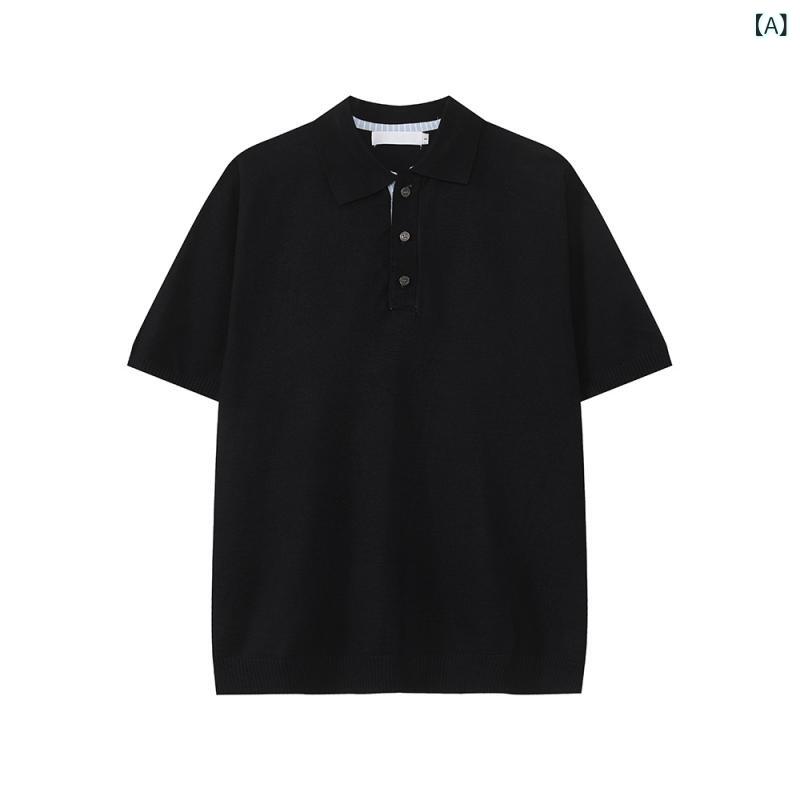 LINEAR shopのポロシャツ メンズ 無地 ニット 襟付き 半袖 Tシャツ カットソー プルオーバー 接触冷感 涼しい ビジネスカジュアル トップス 普段使い 部屋着｜アングル2