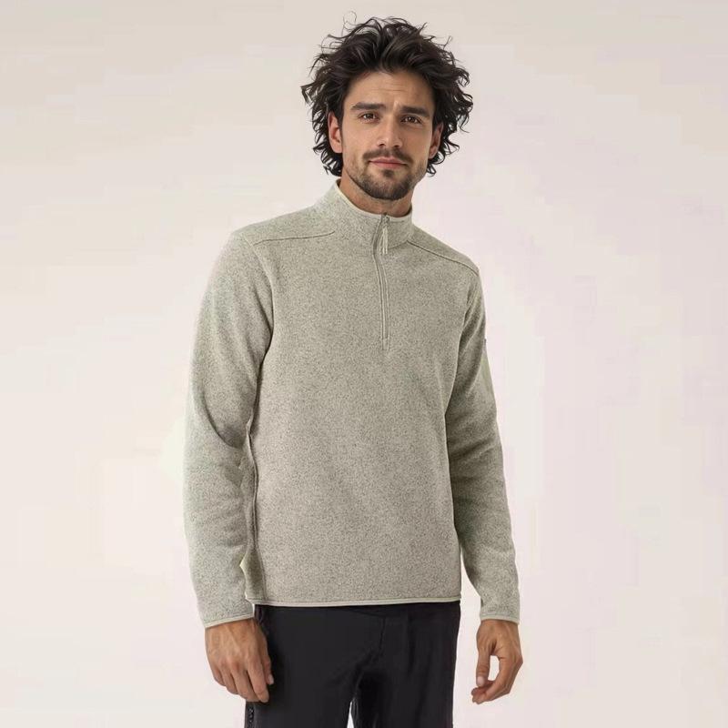 ニット メンズ 男性用 立襟 ハーフジップ 長袖 フリース トレーナー アウトドア 登山 スポーツウェア ..