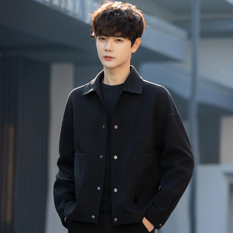 ジャケット メンズ アウター 豪華感 ワッフル 格子柄 韓国 カジュアル ワークウェア 薄手 トップス 長..