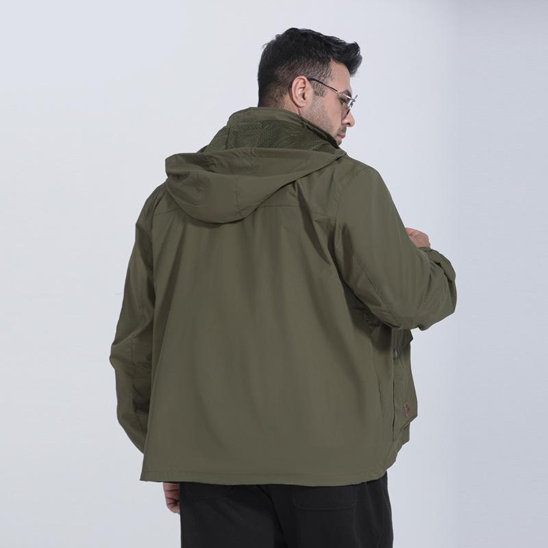 ジャケット 男性用 ブルゾン 大きいサイズ ゆったりサイズ 長袖 トップス ライトアウター 多ポケット スプリングアウター カジュアル カーキ ブラック グレー
