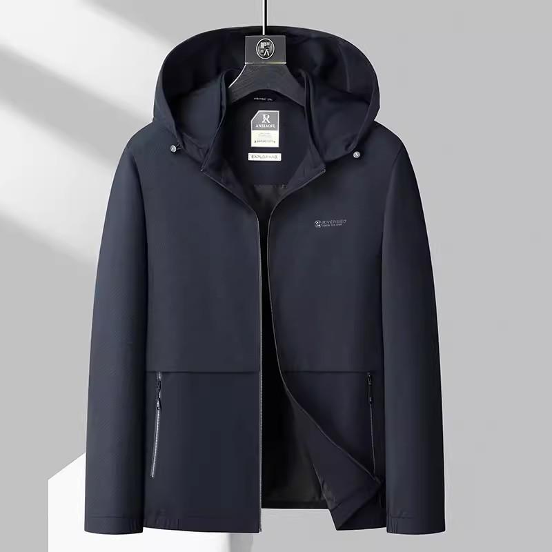 ジャケット 男性用 大きいサイズ ブルゾン 春秋 無地 ポリエステル 立襟 フルジップ 3XL 4XL 5XL 6XL ブラック ブルー