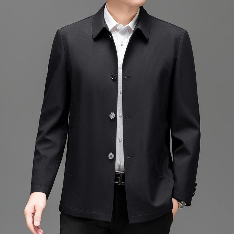 ジャケット メンズ 男性用 紳士服 アウター ブルゾン 春秋 薄手 桑絹 混紡 通気 耐摩耗 防風 吸湿速乾 無地 ネイビー カーキ ブラック