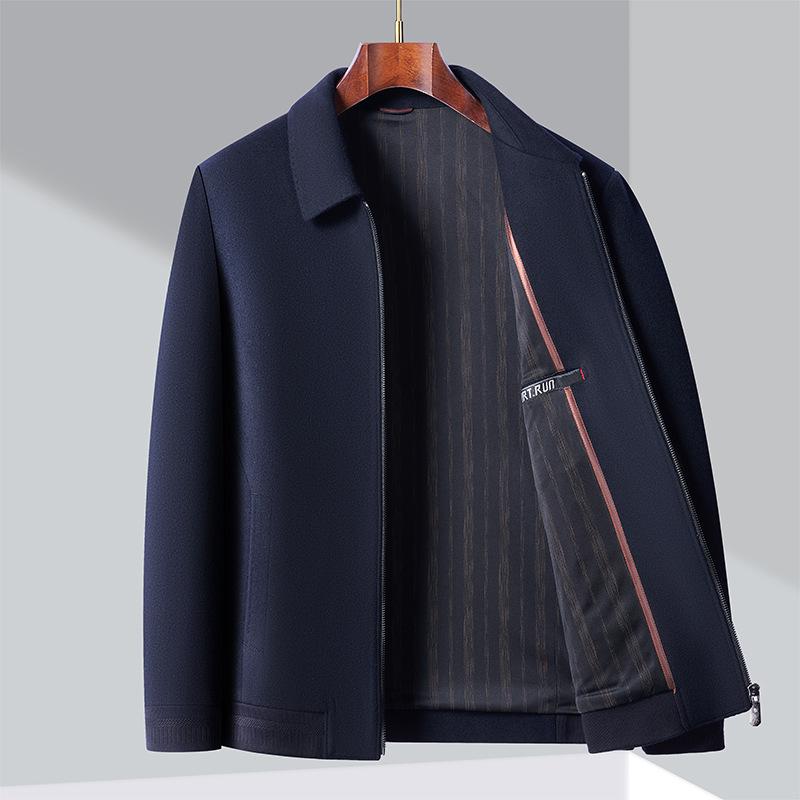 ジャケット 男性用 ウール アウター 秋冬 紳士服 テーラード ミドル丈 厚手 多ポケット 紺色 黒 ダークグレー