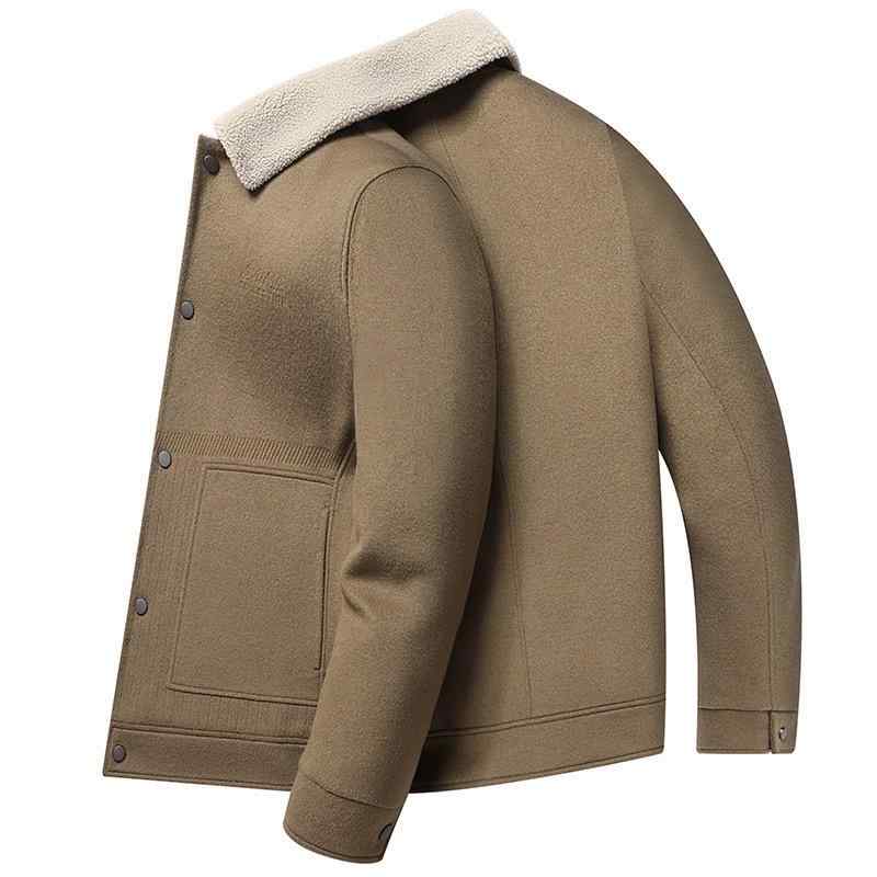 ジャケット メンズ 男性用 秋冬 羊羔毛 アウター 90%ダウン 混紡生地 グレー カーキ