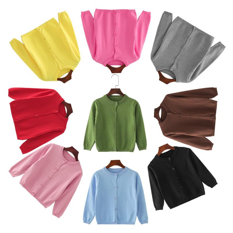 ニット キッズ カーディガン 子供服 トップス 長袖 コットン 無地 春秋 80cm 90cm 100cm 110cm 120cm 130cm 140cm 150cm 白 赤 グレー 緑 黒 黄色 ピンク系