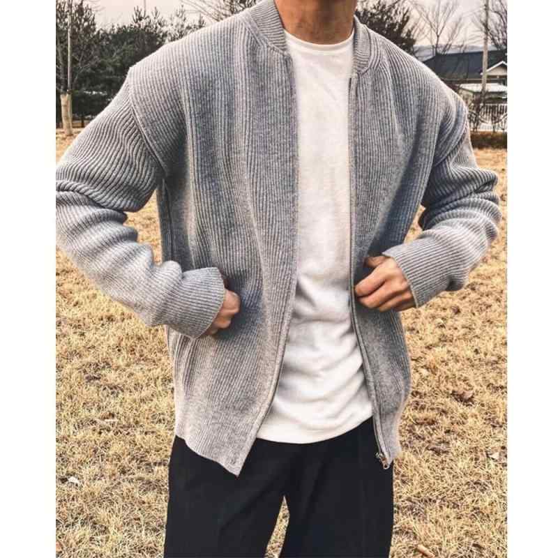 ニットカーディガン メンズ カーディガン ニット トップス 無地 長袖 秋冬 ゆった...