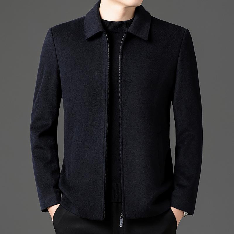 ジャケット 男性用 ウール アウター 秋冬 厚手 紳士 翻襟 無地 ネイビー グレー 合体型