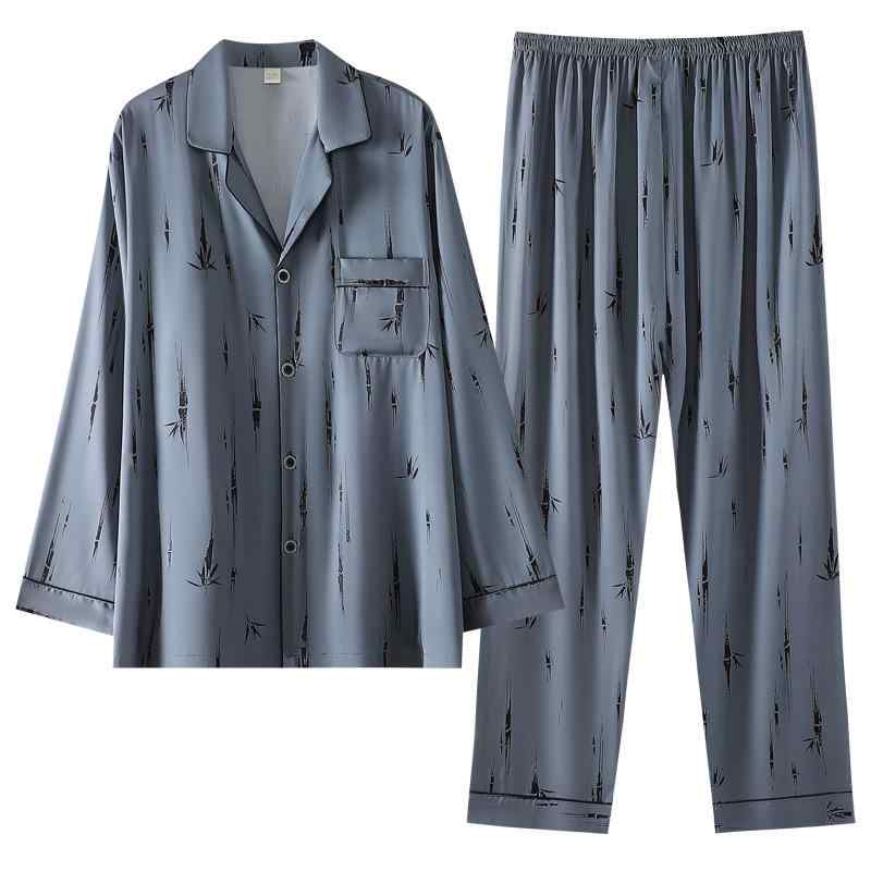 パジャマ メンズ 長袖 春秋 薄手 サテン 調 花柄 大きいサイズ ルームウェア 接触冷感 通気性 涼しい ..