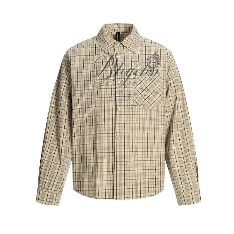 シャツ メンズ 男性用 格子柄 コットン 長袖 カジュアルシャツ 接触冷感 吸湿速乾 カーキ ブラック