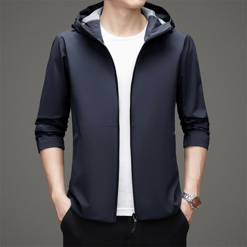ジャケット メンズ 男性用 ブルゾン 春秋 アウター フード付き 襟付き 耐摩耗 防風 吸湿速乾 ブラック ブルー ブラウン グリーン ネイビー