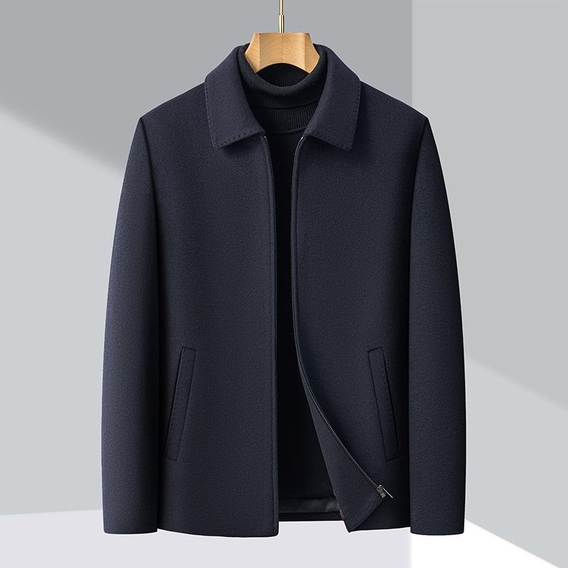 ジャケット メンズ 男性用 ウール メルトン テーラード ミドル丈 秋冬 アウター ビジネス カジュアル 無地 厚手 暖かい 防寒 ブラック 黒 ネイビー 紺