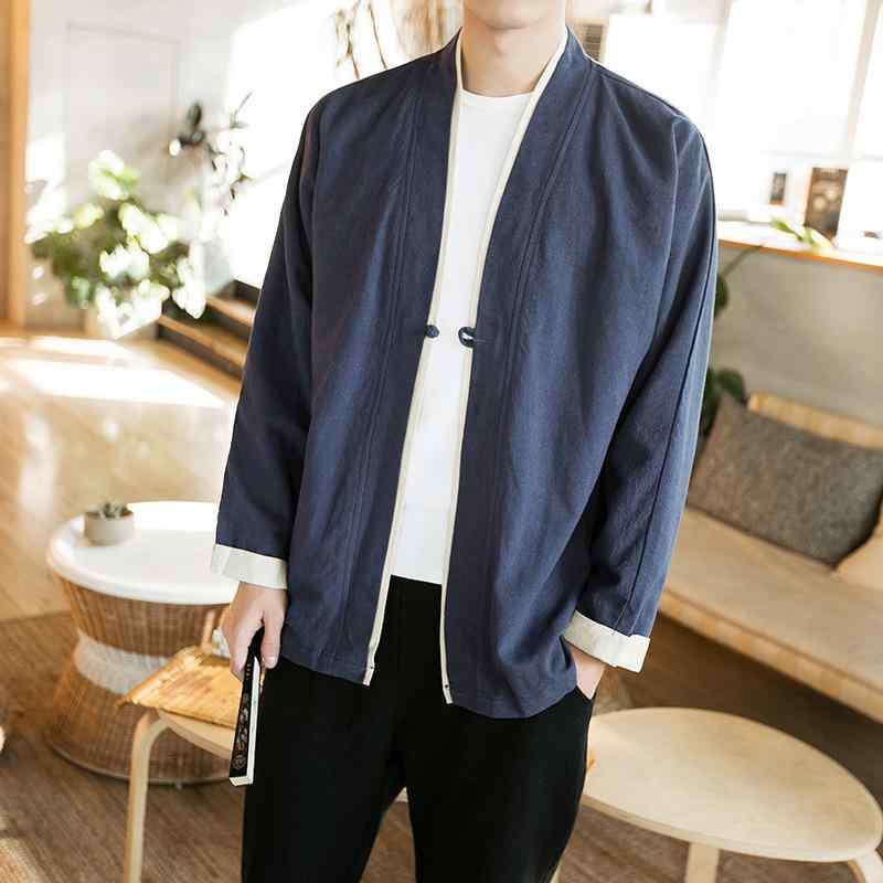 ジャケット メンズ 男性用 和風 カーディガン 大きいサイズ レトロ 洗い加工 コットン アウター 省插袋 長袖 普段使い 春秋 酒 красный グレー ブラック 藏青