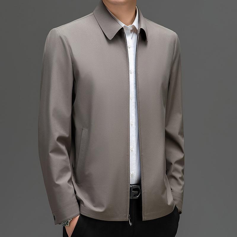 ジャケット 男性用 薄手 テーラードジャケット 春秋 カジュアル ビジネス ショート丈 防風 撥水 耐摩耗 通気 桑蚕丝混紡 ダークブルー ネイビー カーキ