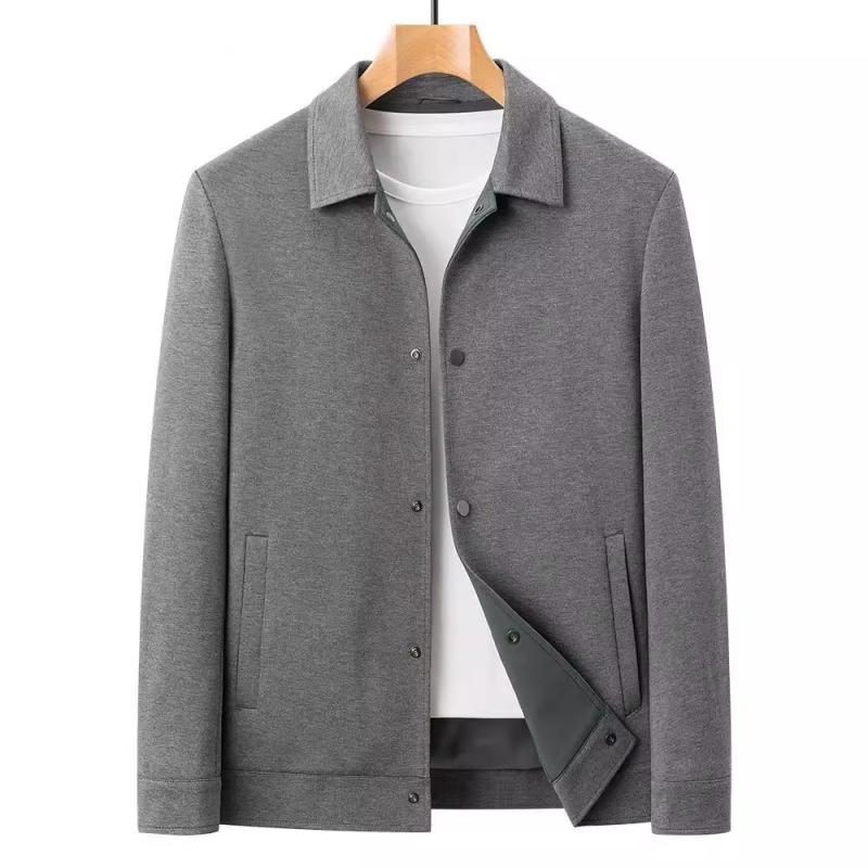 ジャケット メンズ 男性用 ブルゾン 秋冬 襟付き 作業着風 トップス ニット カジュアル 無地 グレー ブラック 耐摩耗性 防風