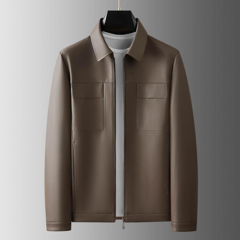 レザージャケット メンズ 羊革 ショート丈 翻領 カジュアル 革 ブラック 黒/茶色 秋冬