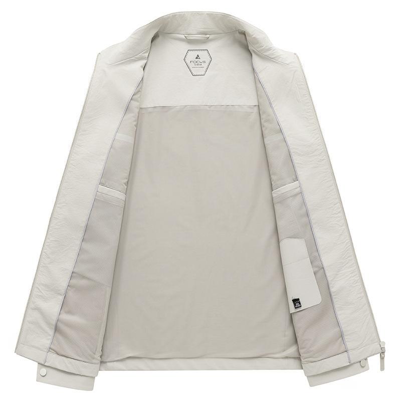 Rakuten - ジャケット メンズ 薄手 ライトアウター 立襟 紳士服 男性用 カジュアル ビジネス 多ポケット 撥水 防風 無地 ネイビー ホワイト系