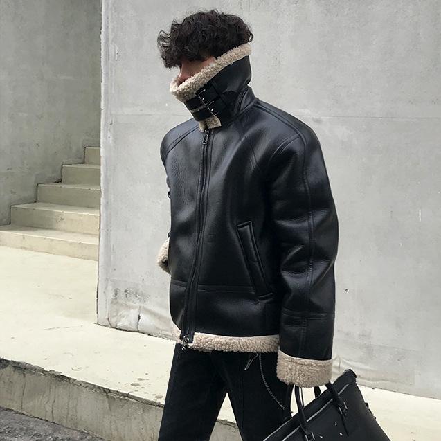 ジャケット メンズ 男性用 裏起毛 ボアジャケット ライダースジャケット PUレザー ブルゾン ジャンパー アウター 防寒 秋冬 ブラック