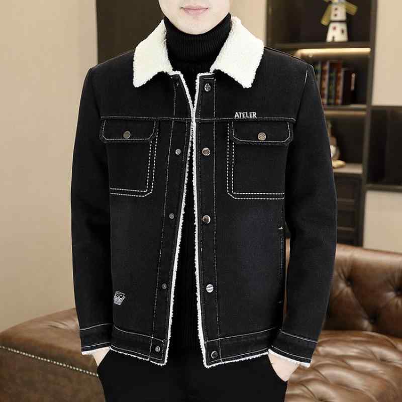 ジャケット 男性用 裏起毛 裏ボア デニム Gジャン ブルゾン 秋冬 防寒 あったか 暖かい ブラック ブルー