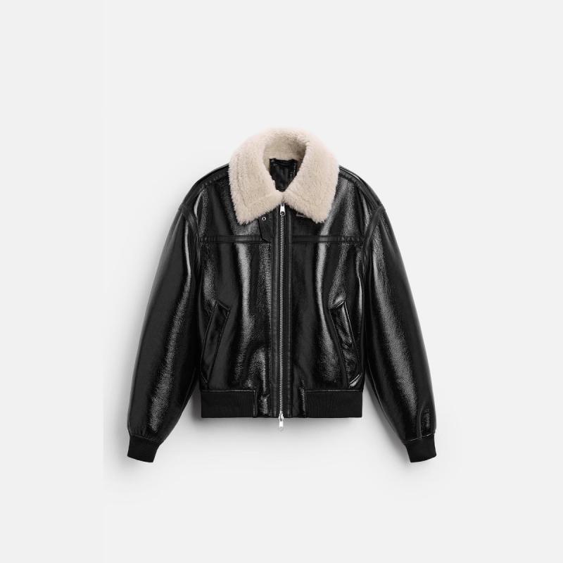 ジャケット 男性用 裏起毛 PUレザー ブルゾン 秋冬 防風 防寒 ブラック