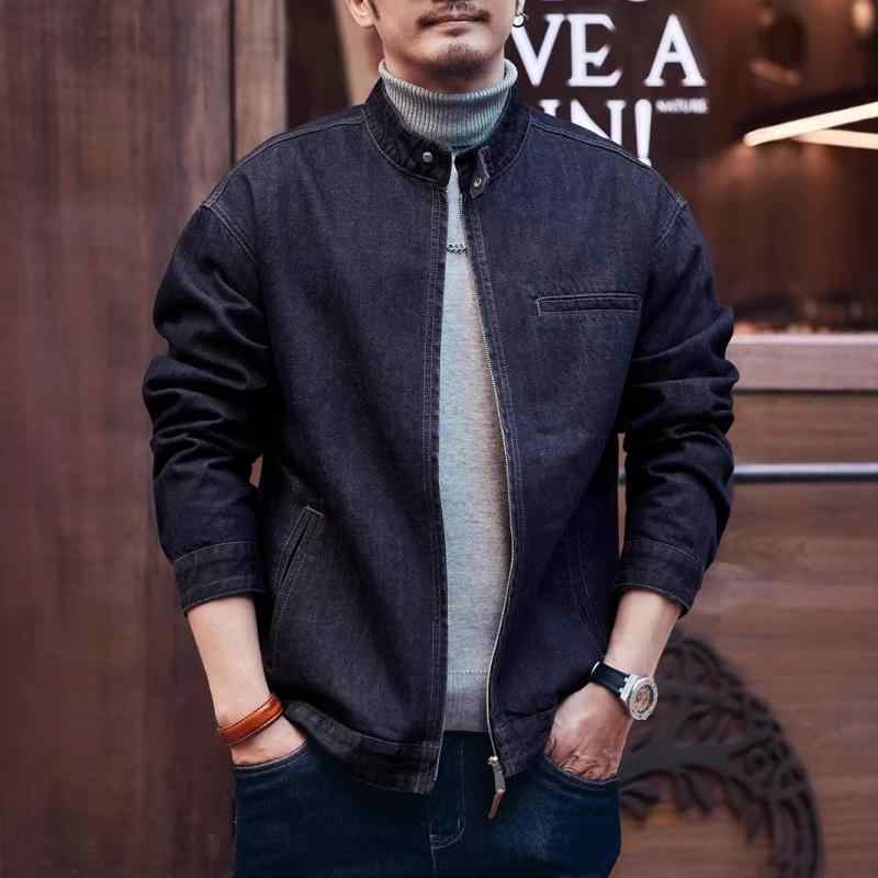 ジャケット メンズ デニム ブルゾン 立襟 ハリントン 赤耳 セルビッチ ジージャン Gジャン 綿 ウォッシュ加工 アメカジ ワーク 秋冬