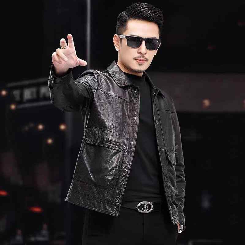 レザージャケット メンズ 男性用 PUレザー ライダースジャケット ショート丈 スリムフィット カジュアル 韓版 四季兼用 黒 ブラック(x2)