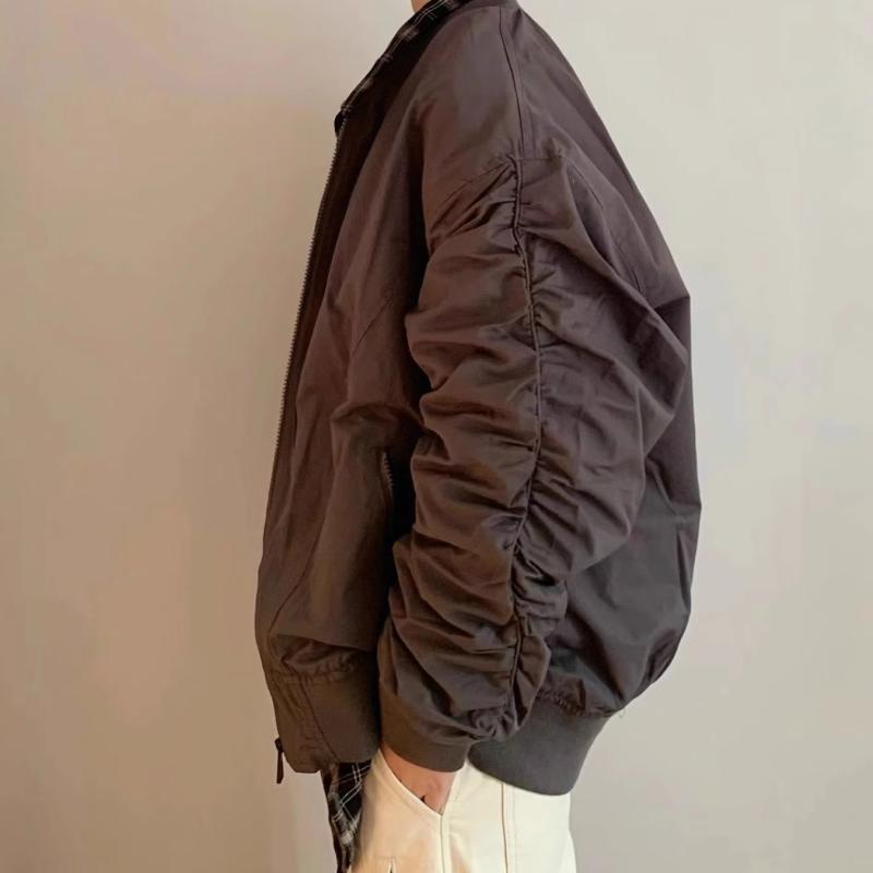 ジャケット メンズ 男性用 ブルゾン スタンドカラー 無地 シンプル スポーティー カジュアル アウター ジャンパー カーキ 深グレー 耐摩耗性